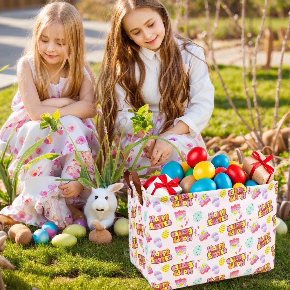 ASKETAM Large Empty Easter Basket for Kid Baby Rectangular Cute Easter Gift B...