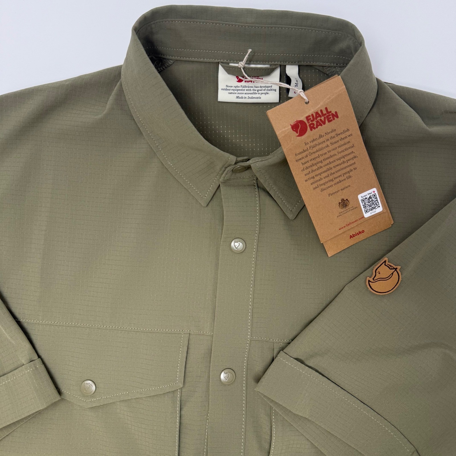 Fjallraven Abisko Trekking Shirt Short Sleeve Mens Large Light Olive 87939 NEW
