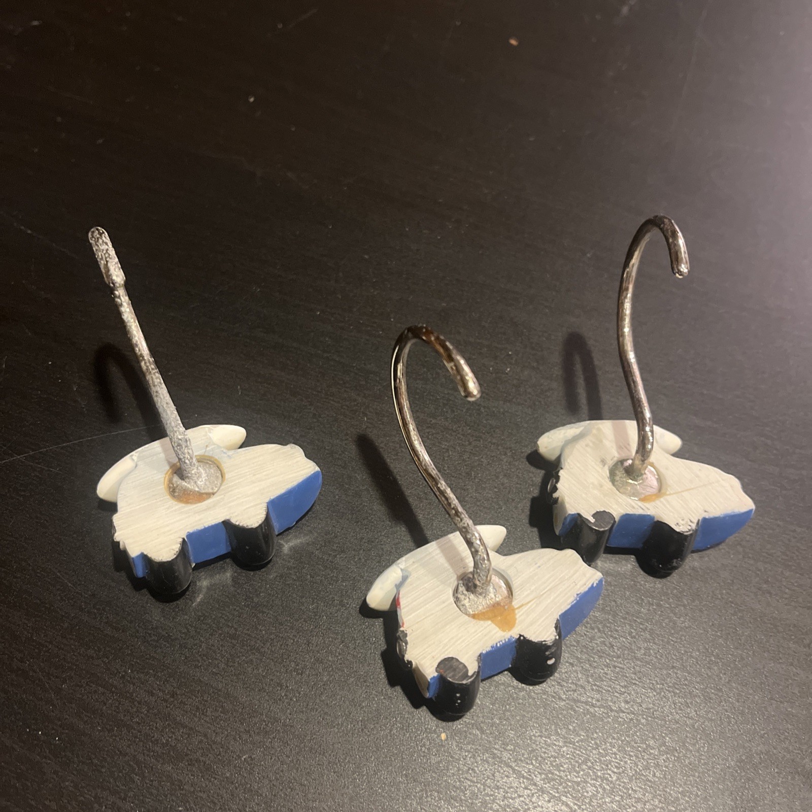 Vintage Set of 10 Shower Curtain Hooks Rings Metal Resin Palm Hawaii Beach Surf