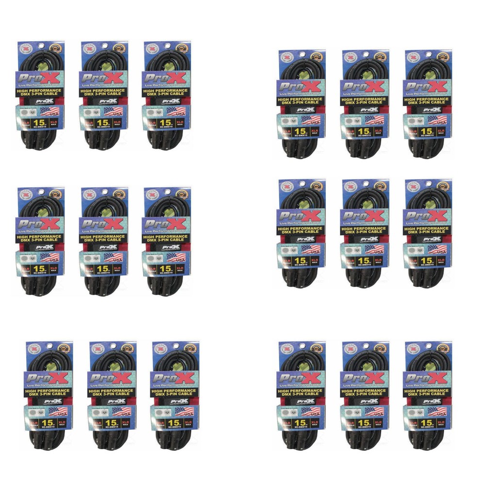 18 ProX DMX Cable 3 Pin 15 ft  High Performance Lighting Data Cable