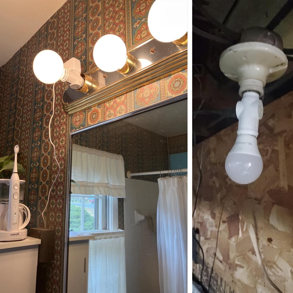 Light Socket to Plug Adapter,2/3 Prong Convert White