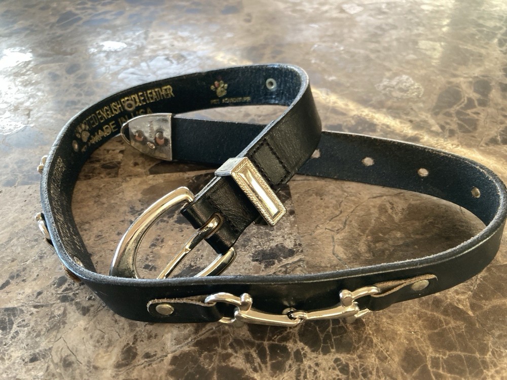 Leather 1" Snaffle Bit Belt with Nickel Snaffle Bits & Buckle 28”