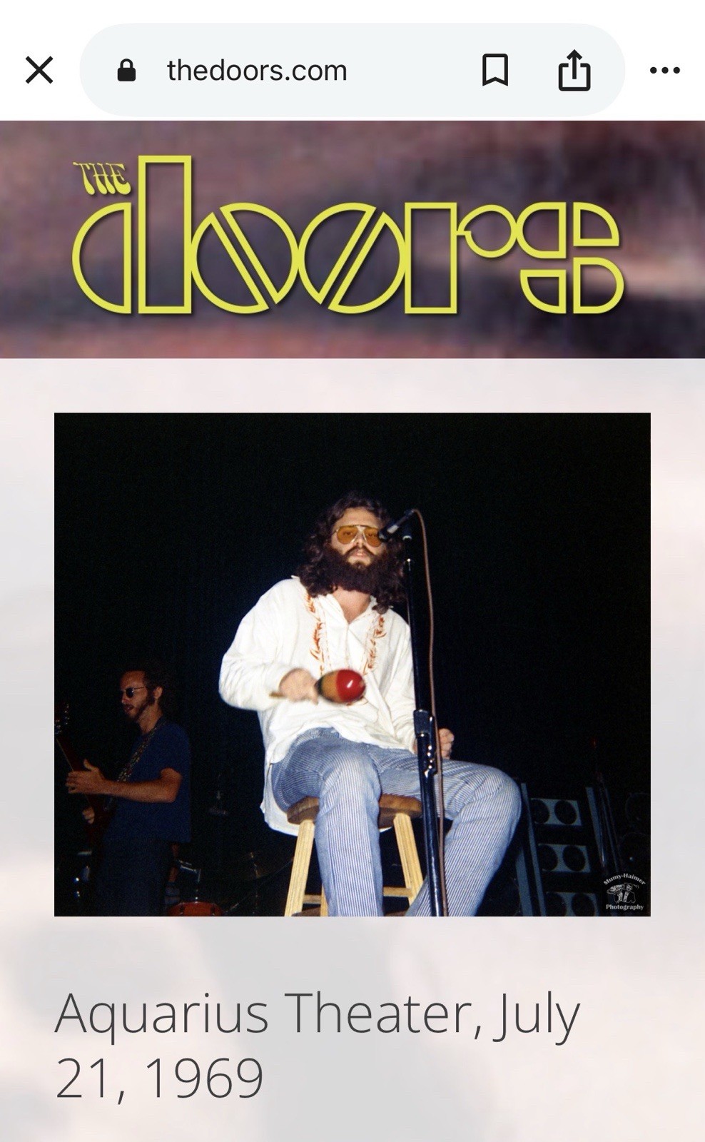 1969 THE DOORS AQUARIUS THEATRE HOLLYWOOD CONCERT TICKET STUB LIVE RECORDING DAY