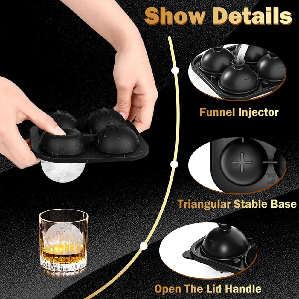 2 Pack Baseball Ice Cube Mold 2.1 Inch Large Silicone Baseball, As shown