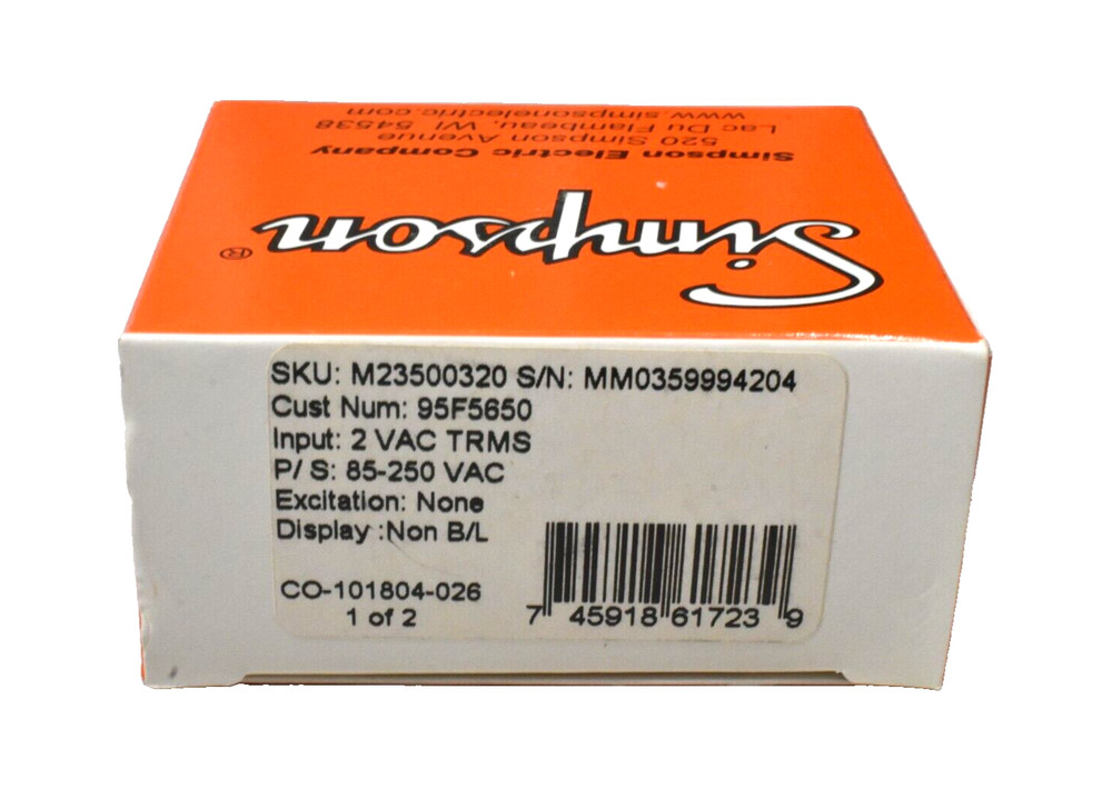 Simpson M23500320 Digital Panel Meter New