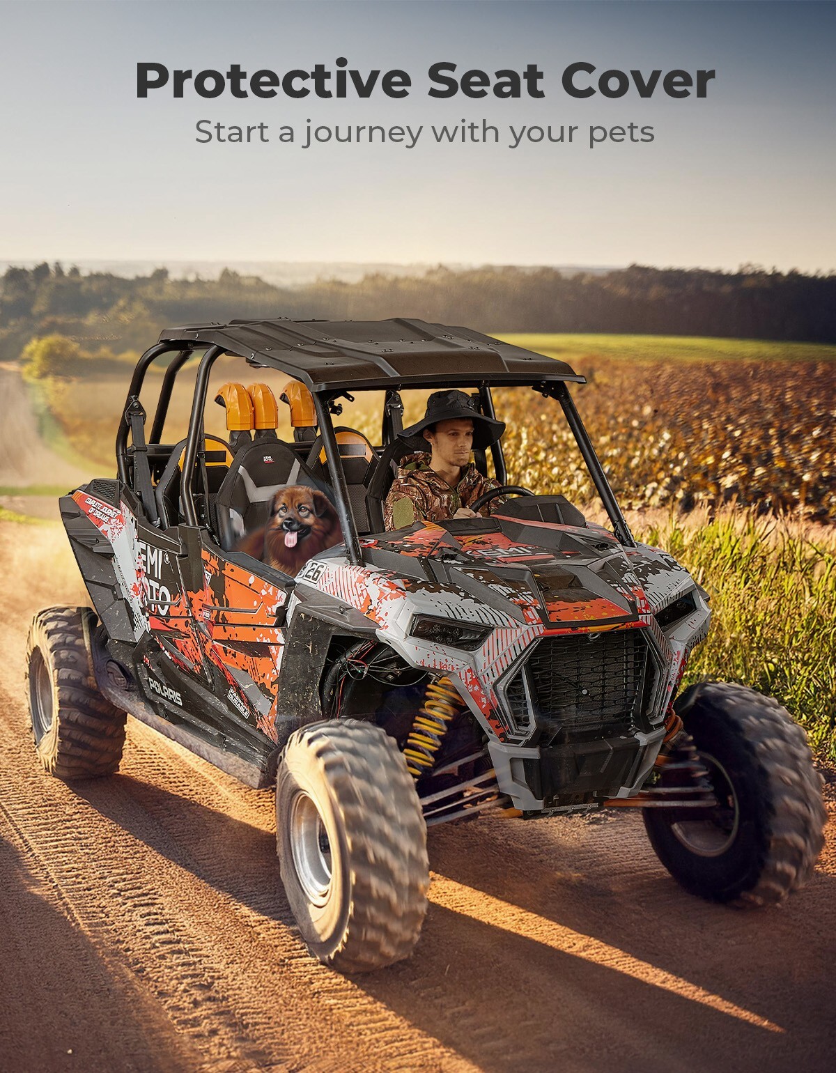 KEMIMOTO 1680D UTV Seat Covers W/ Pocket for Polaris RZR XP 1000 2014-2023