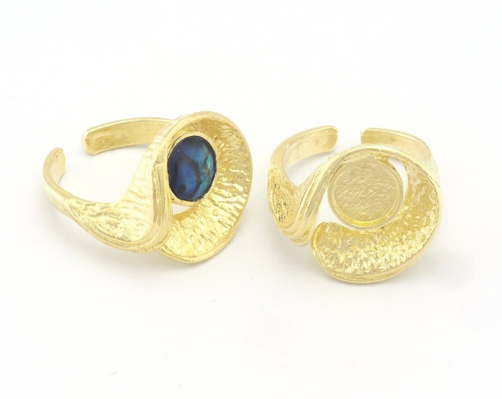 Adjustable Ring Bezel Setting Raw Brass 8 mm Round Setting 7US - 9US size 4780