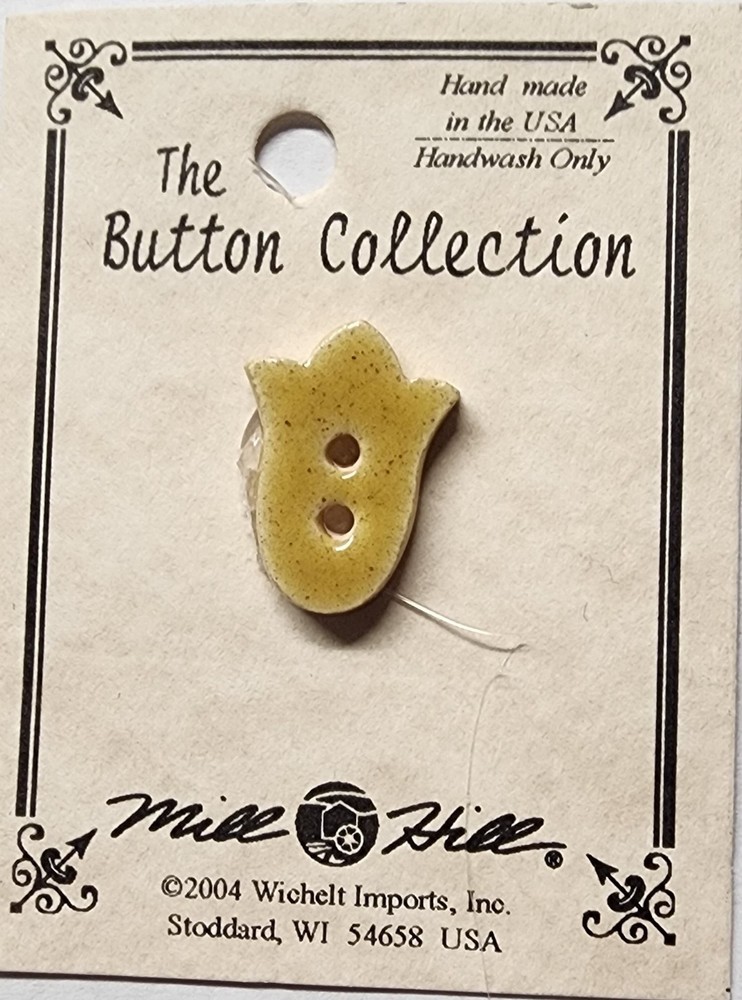 DIY Mill Hill Ceramic Button - Speckled Gold Spring Tulip