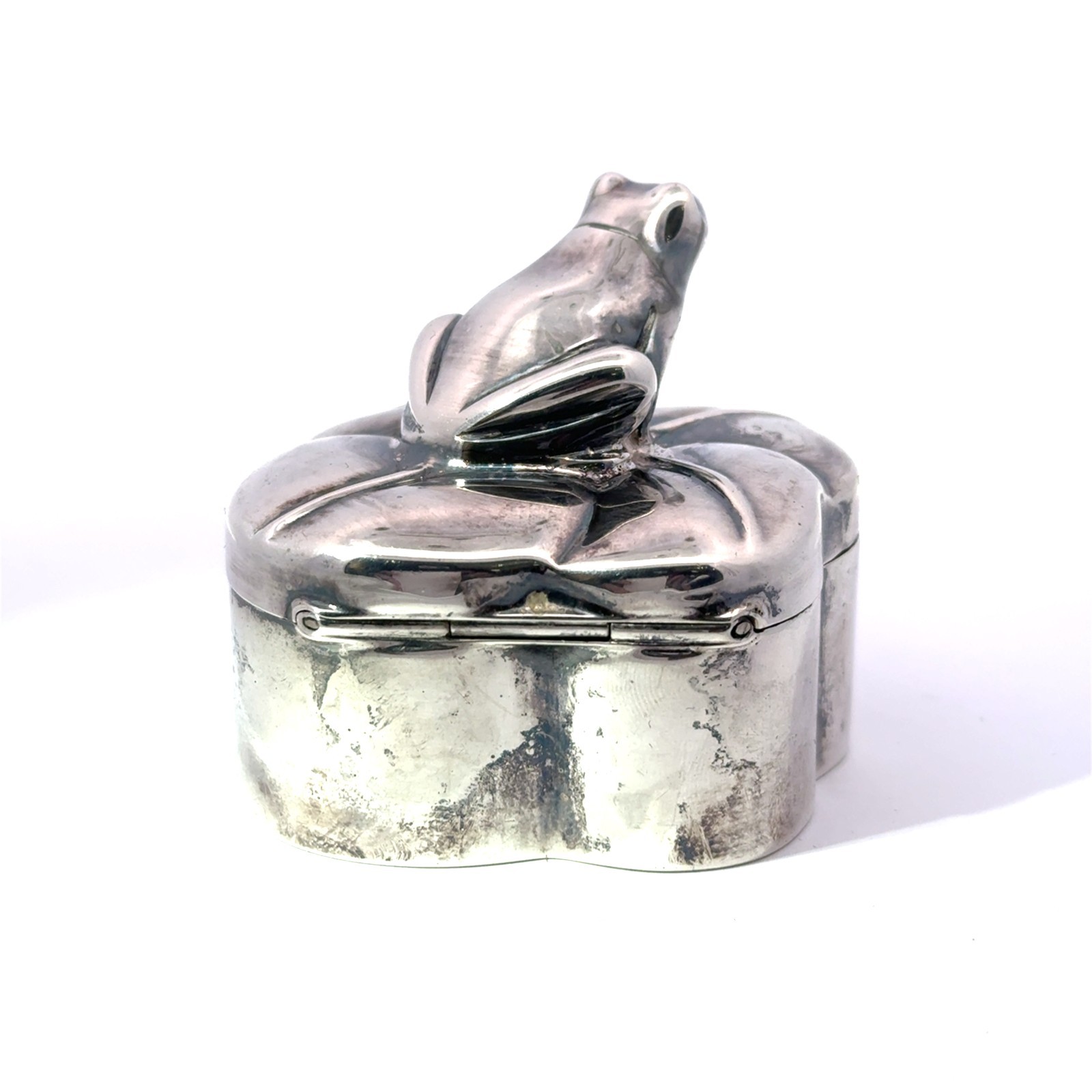 Tiffany & Co. Sterling Silver 925 Frog on Lily Pad Pill Box
