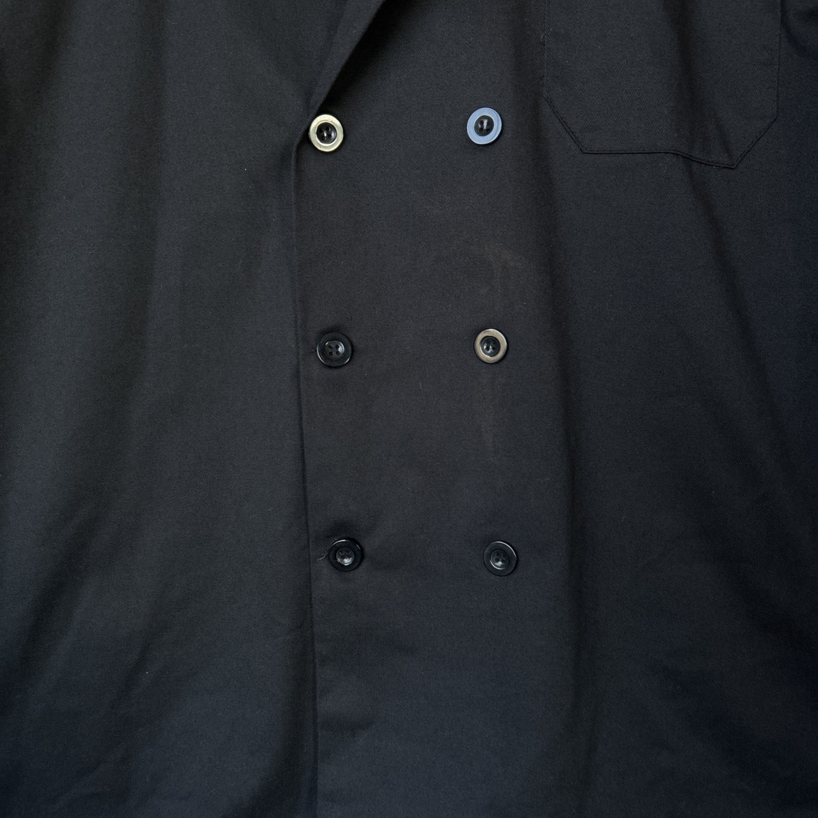 Happy Chef Men's Chef Coat Black Button-Down Long Sleeve L