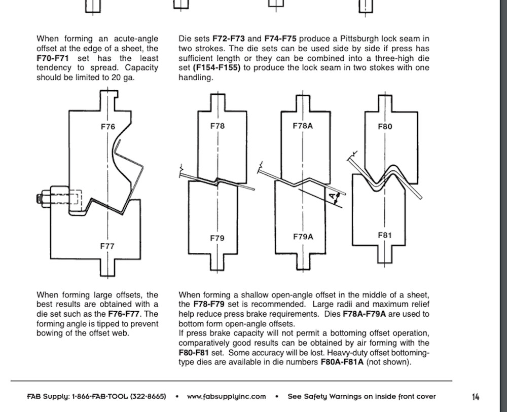 Open Angle Offset Forming Die - 24 in. Long - 5/8" Offset, 130 deg.