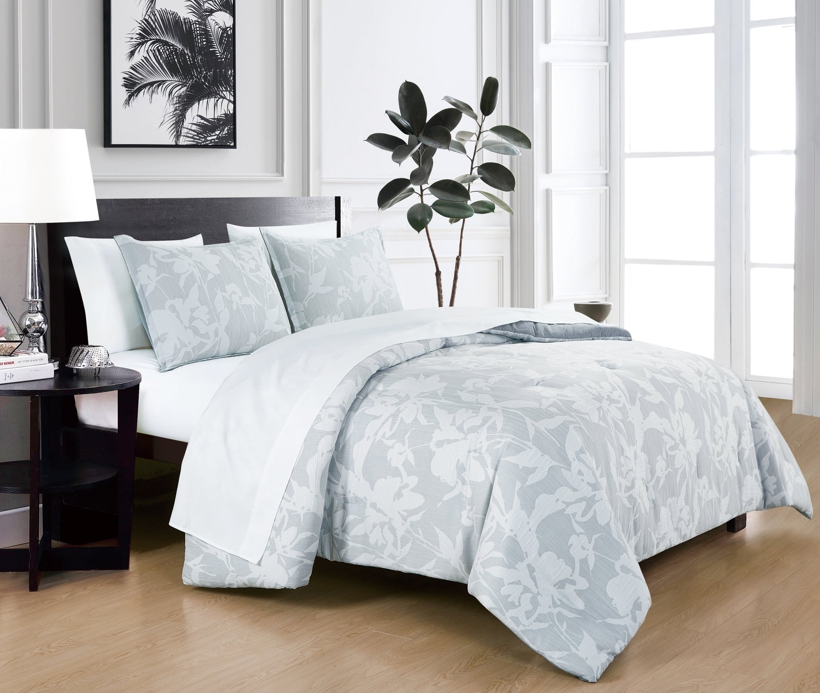 Chezmoi Collection Freesia 7-Piece Floral Jacquard Textured Bed in a Bag Set