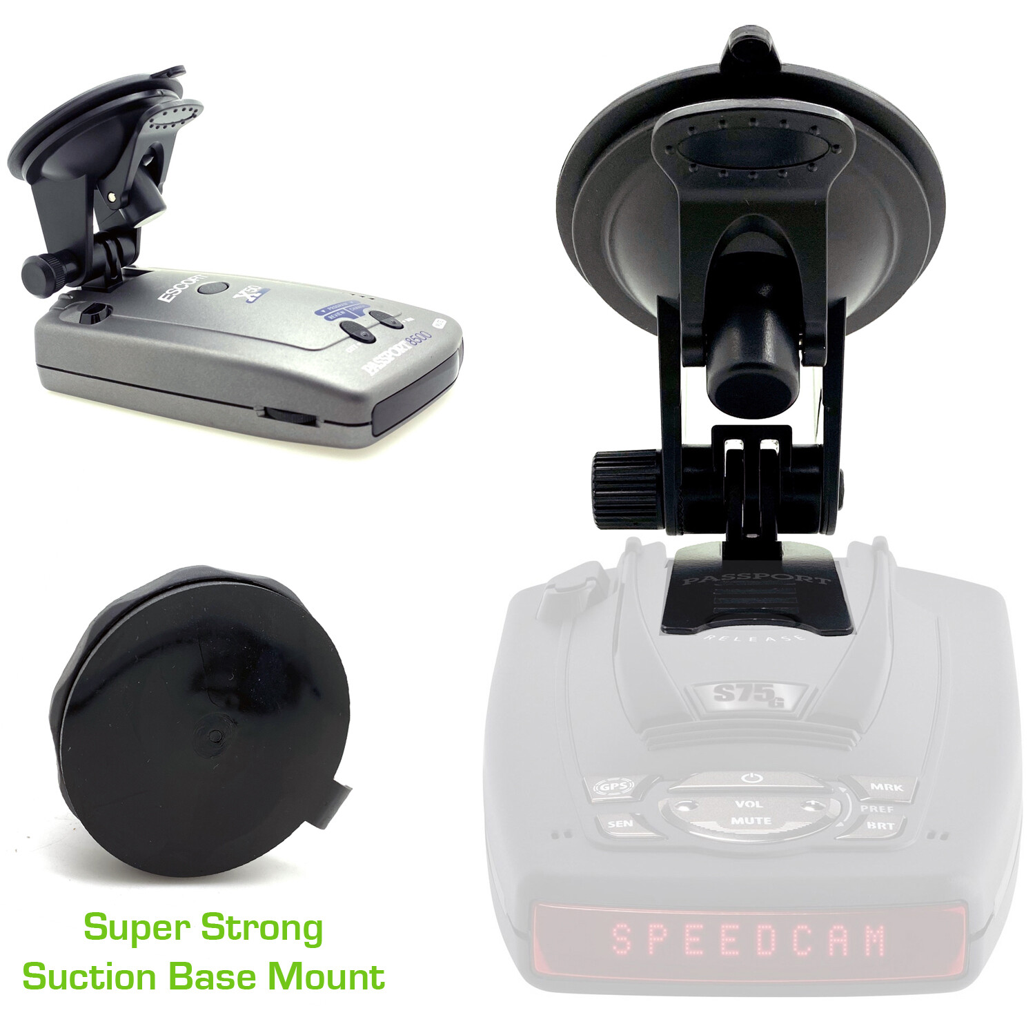 Escort Passport X70 S55 Solo S3 Red Car Windshield Radar Detector Suction Mount