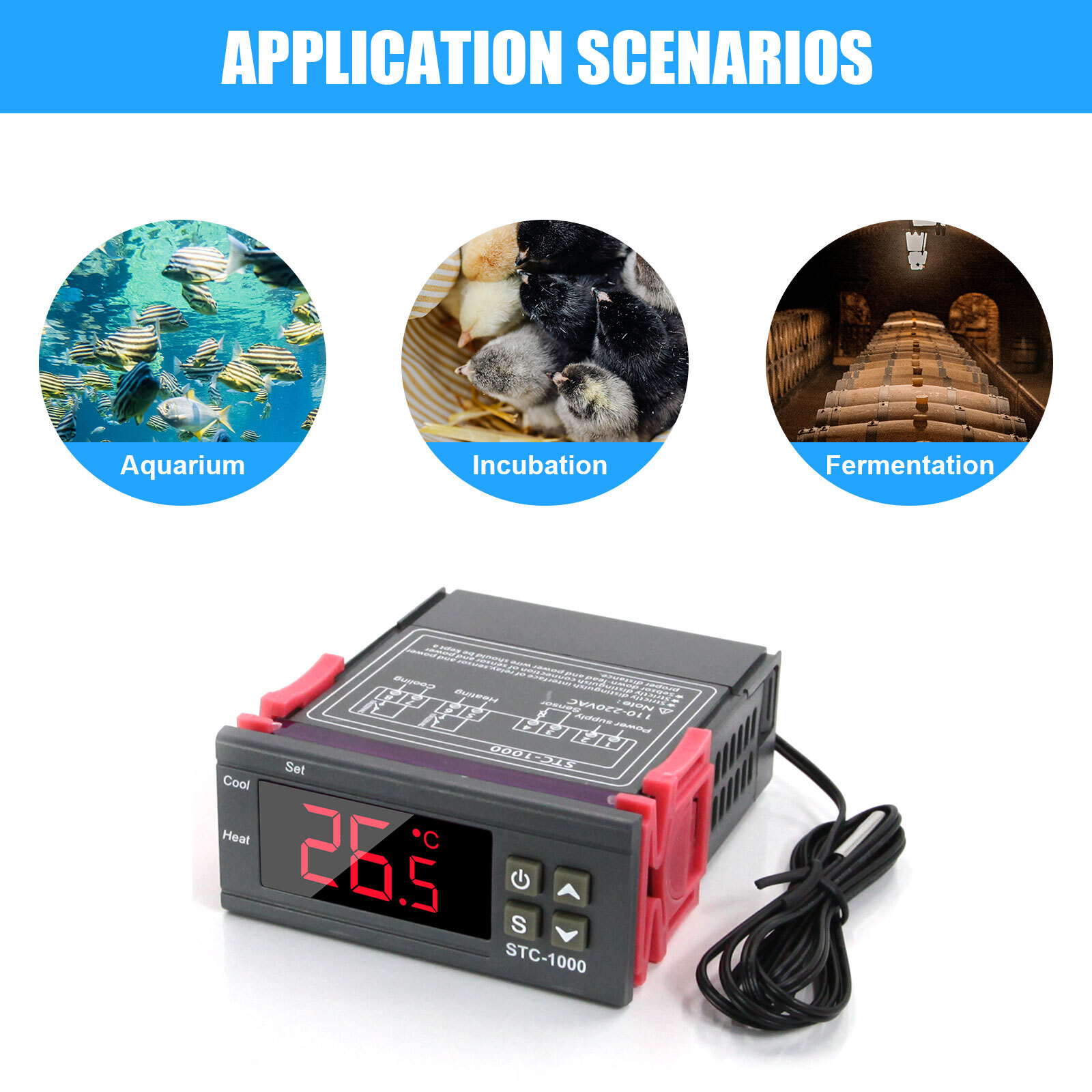 AC 110V Universal STC-1000 Digital Temperature Controller Thermostat w/ Sensor