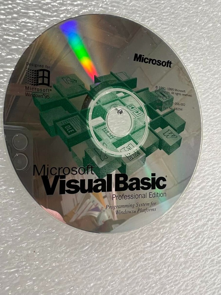 MICROSOFT Visual Basic 4.0 Professional Edition Disc W/CD KEY Windows PC 95 NT 3