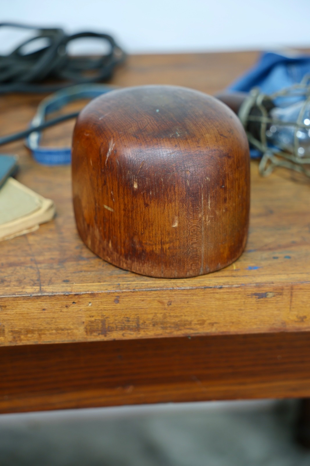 Vintage Stetson Playboy Fedora Millinery Wood Hat Block Mold Form Antique