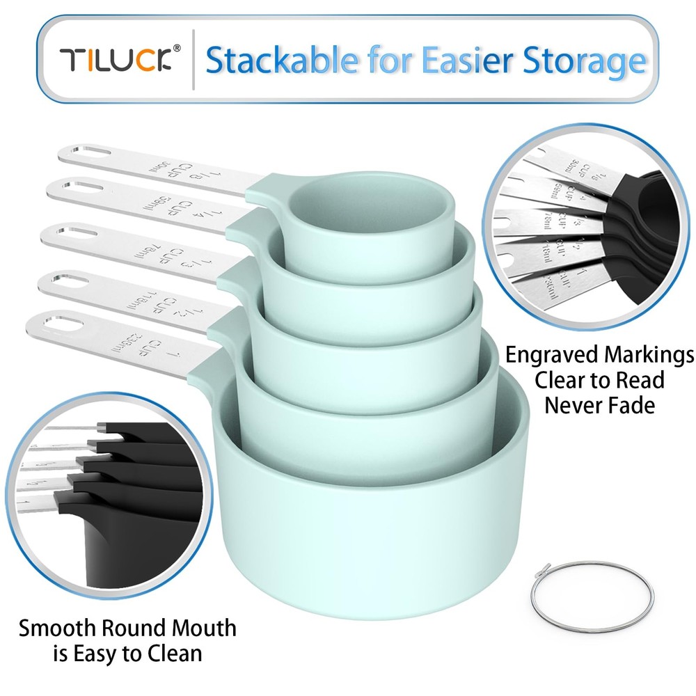 Measuring Cups & Spoons Set, Stackable Cups and Spoons, Nesting Measure Cups wit