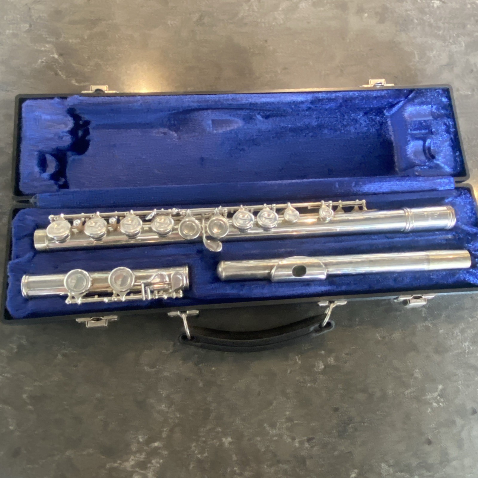 Emerson USA Open Hole Flute + Case Silver Plate Stamped 47799 1 AS IS PREOWNED