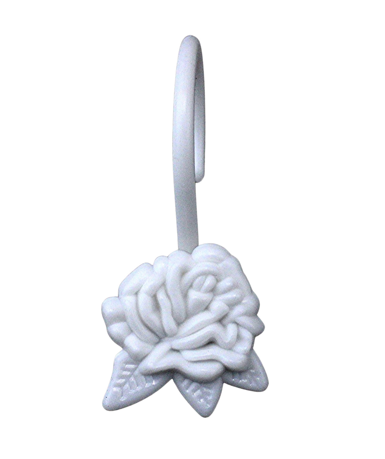 12 Floral Shower Curtain Hooks White Plastic Rings, Rustproof Stylish Rustproof