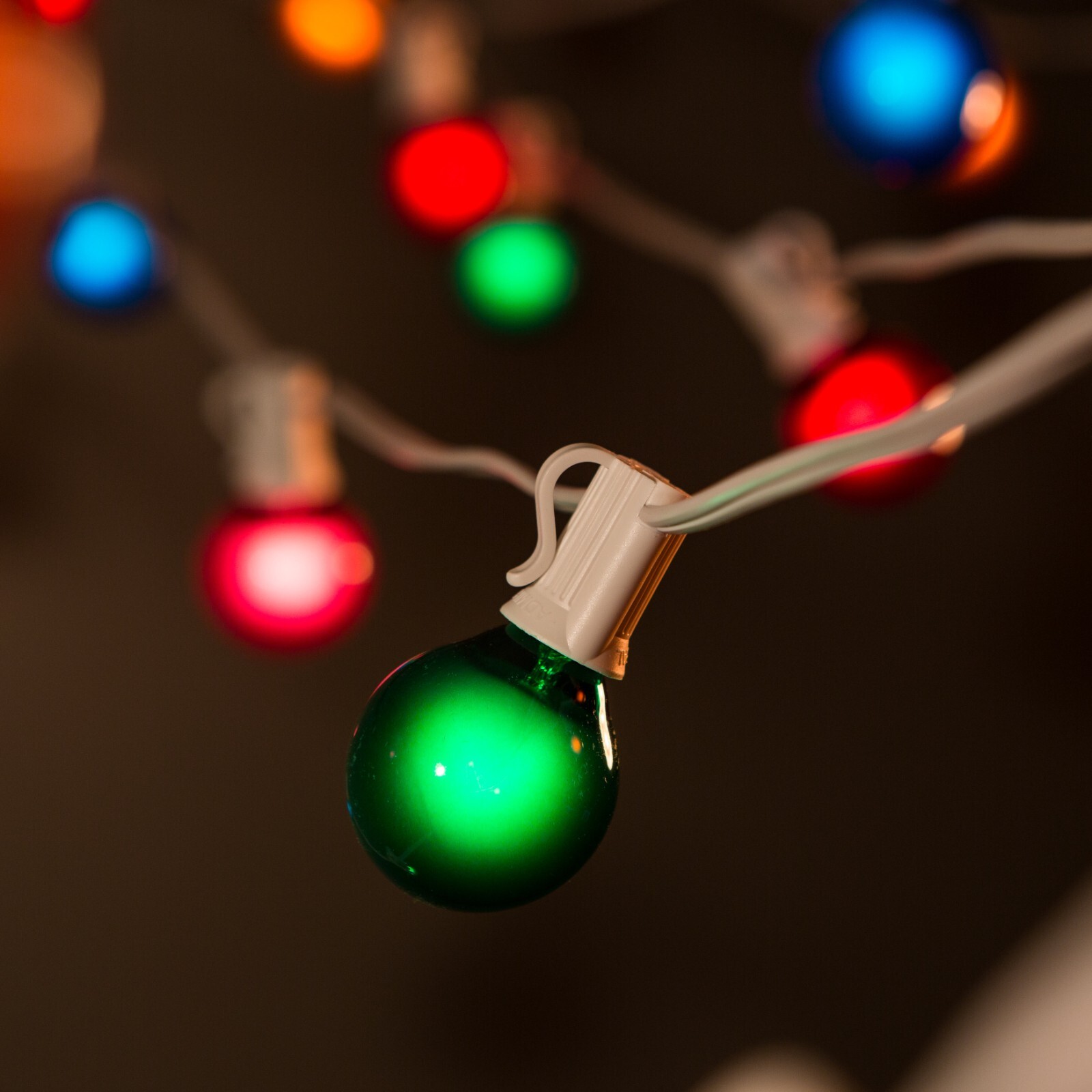 G40 Multi Color String Lights for Party Bedroom - White Wire - 10’ 25’ 50' 100'