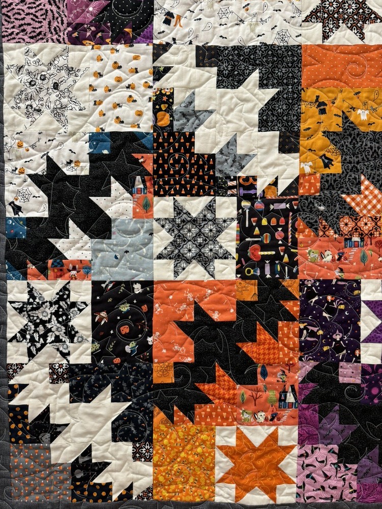 Night Flight ~ BasicGrey Quilt Pattern ~ Halloween bats stars pieced Basic Grey