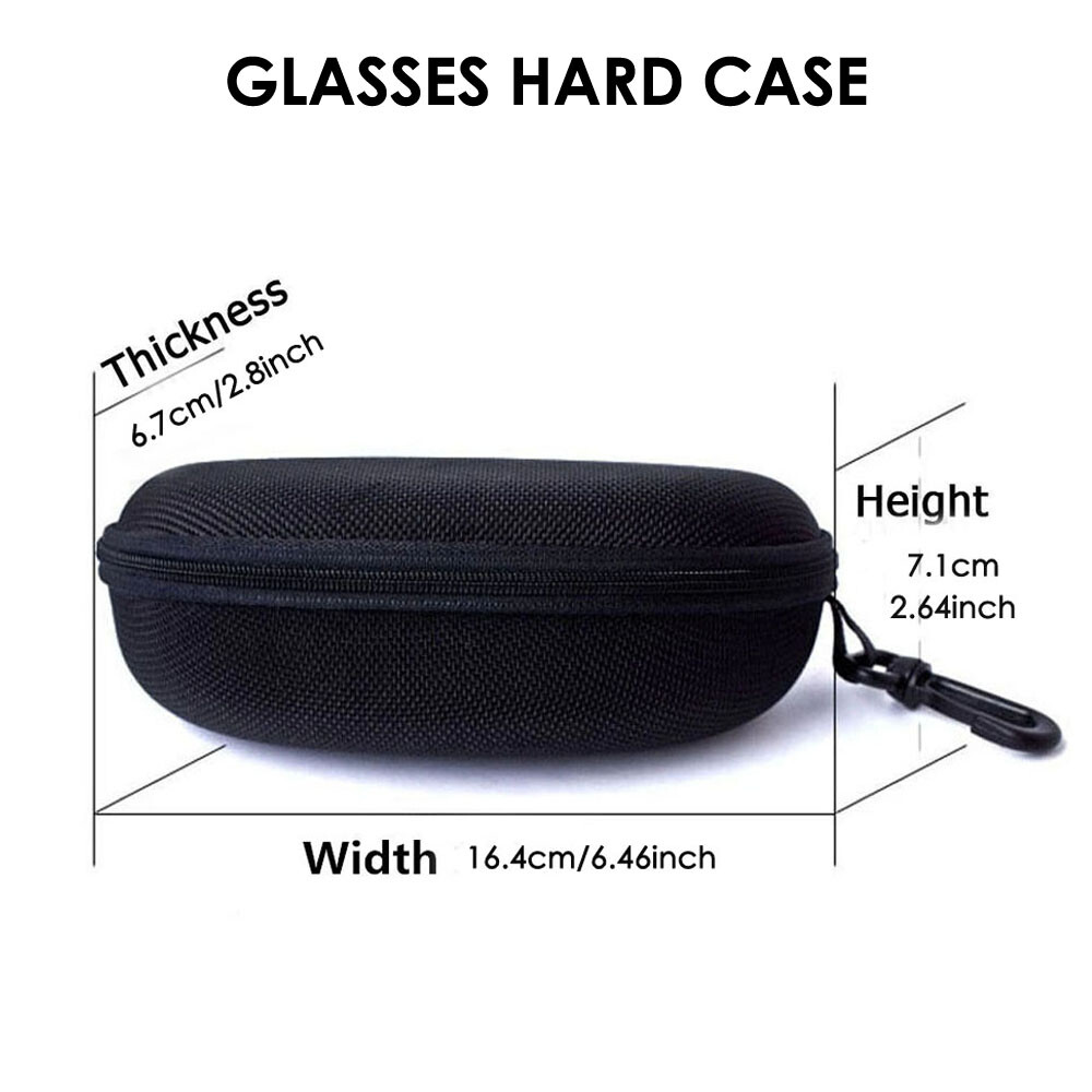 2-4Pack Sunglasses Hard Case Eye Glasses Carry Shell Zipper Clam With Clip Large