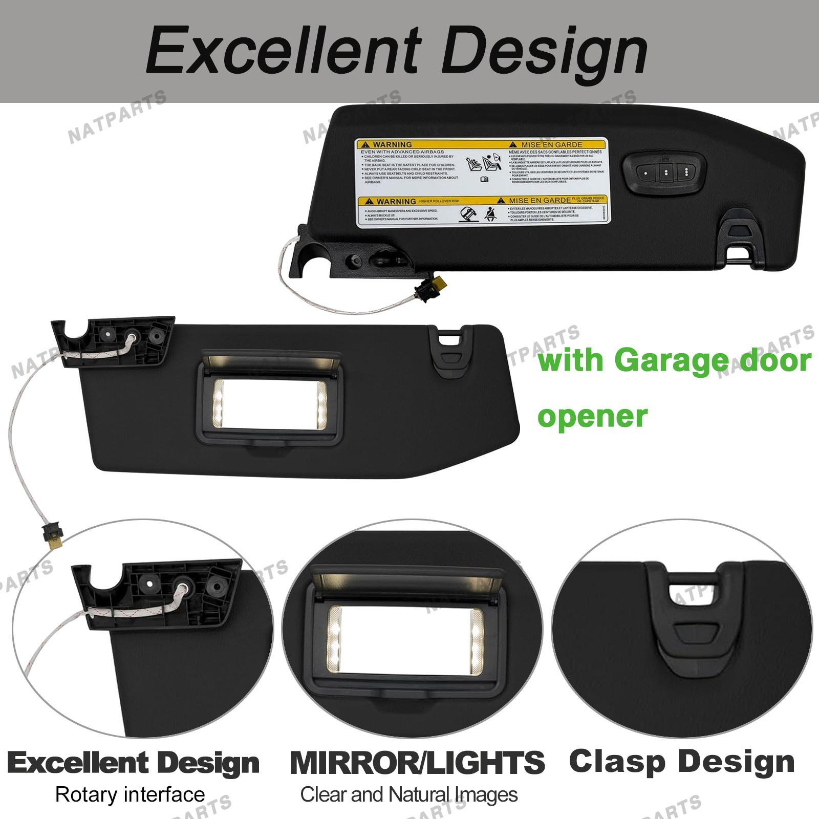 Left Sun Visor W/ Garage Door opener for18-23 jeep Wrangler Gladiator 6BR80TX7AQ
