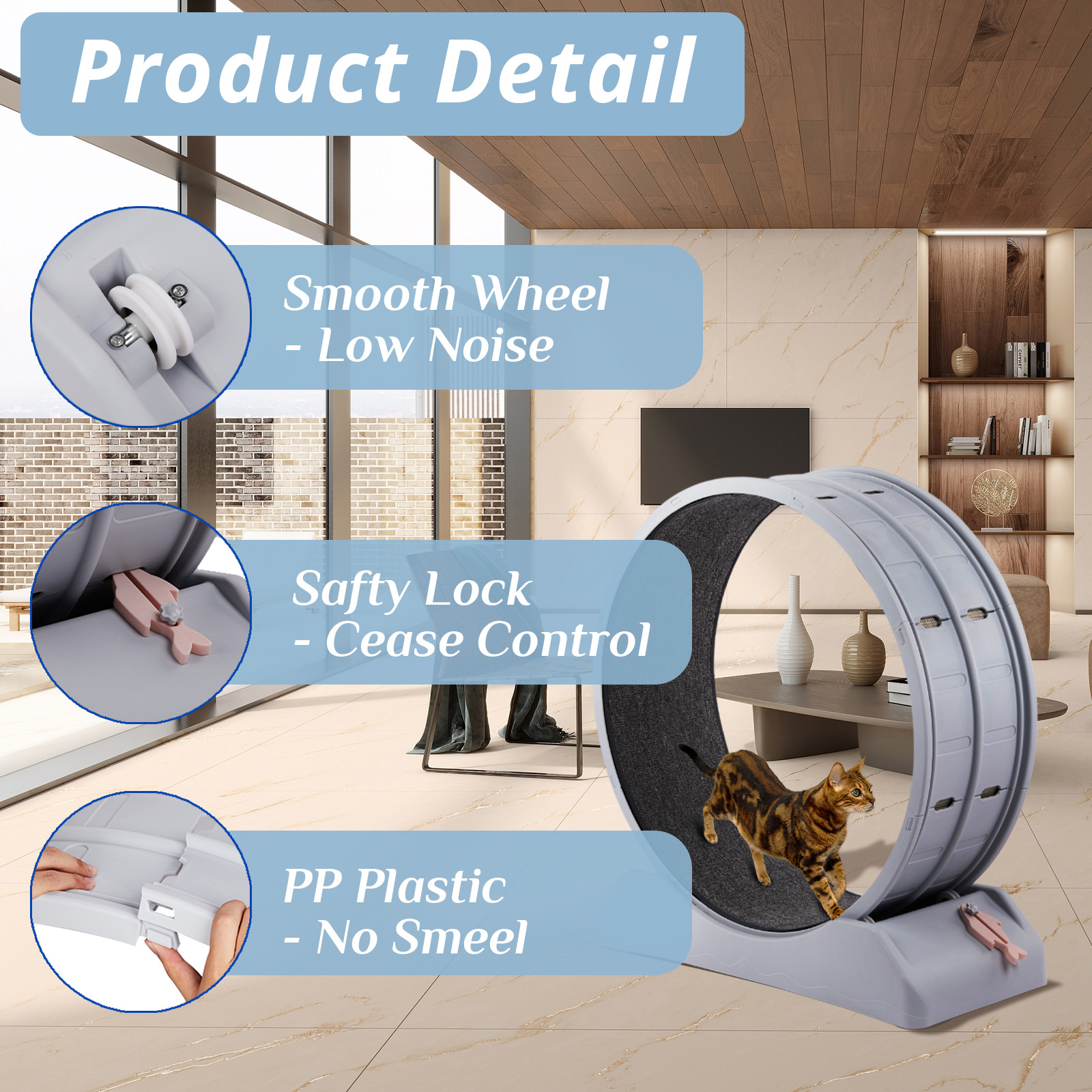 Large Cat Exercise Wheel Cat Treadmill Cat Running Wheel Silent Movement Cat Toy