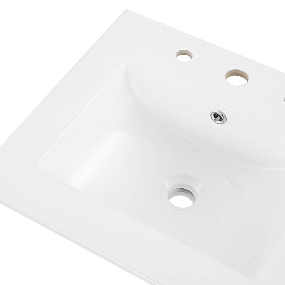 20 Inch White Ceramic Rectangular Sink Basin For Bathroom Vanity Classic Style