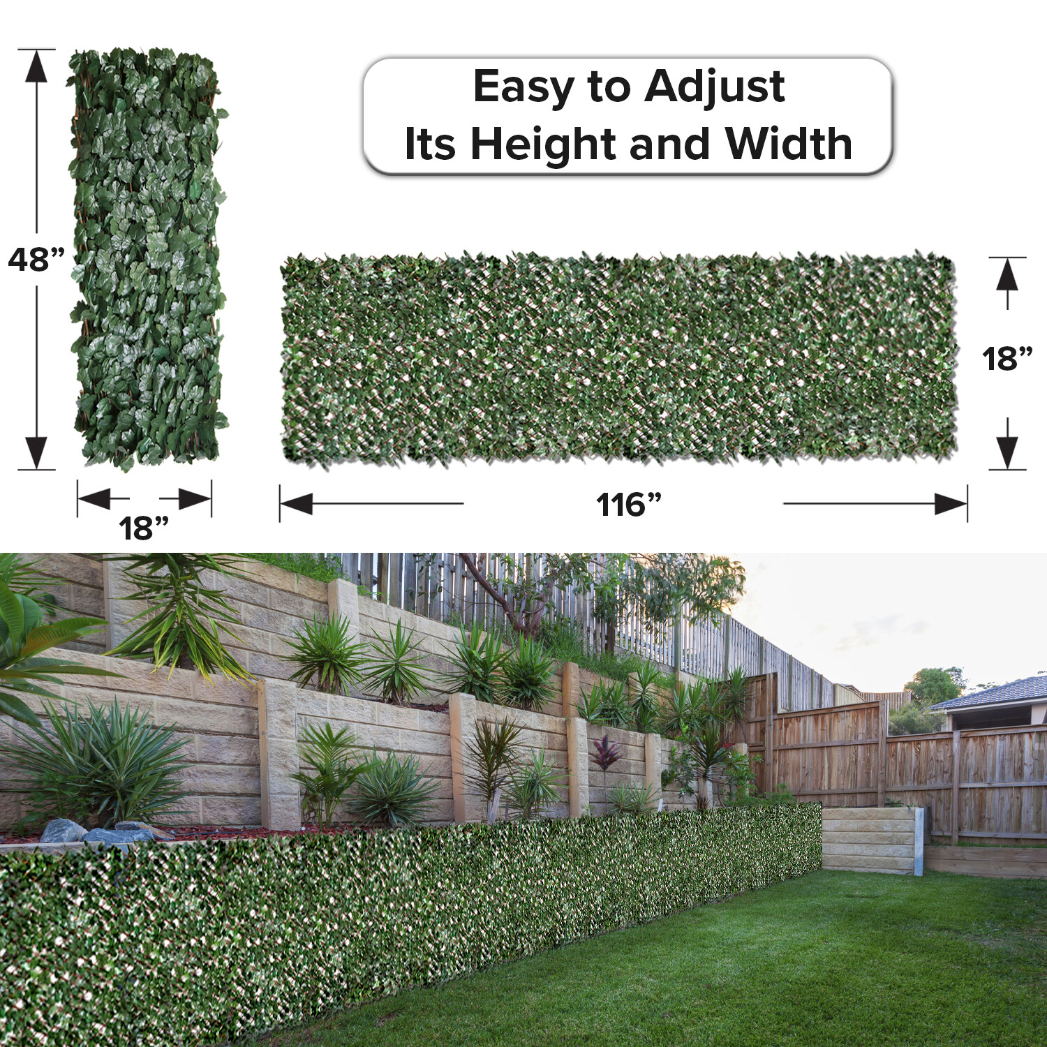 Expandable Artificial Faux Maple Leaf Home Decor Privacy Fence Wood Panel Screen