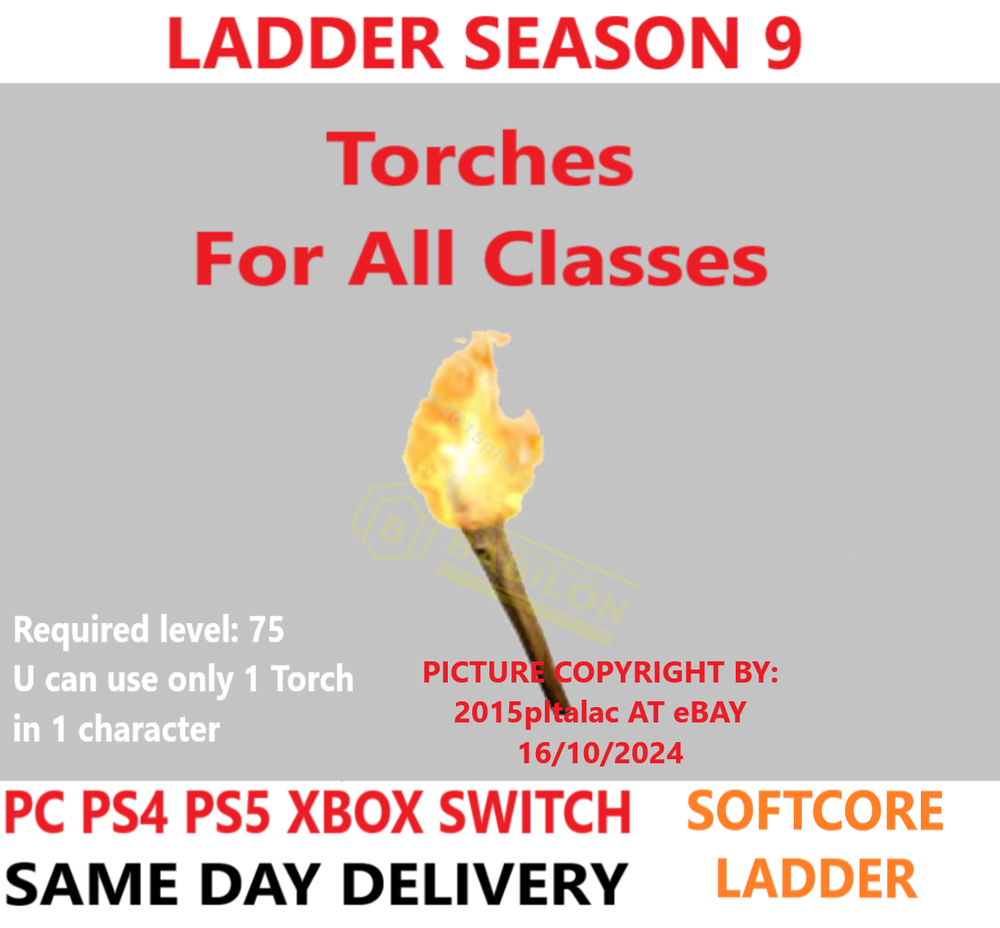 LADDER ✅ PC PS4 PS5 XBOX SWITCH ✅ HELLFIRE TORCH DIABLO 2 RESURRECTED ITEMS