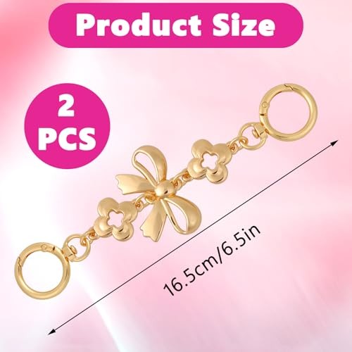 2 Pcs Bag Extender Chains Bow Pattern Purse Extender Chain Replacement Metal