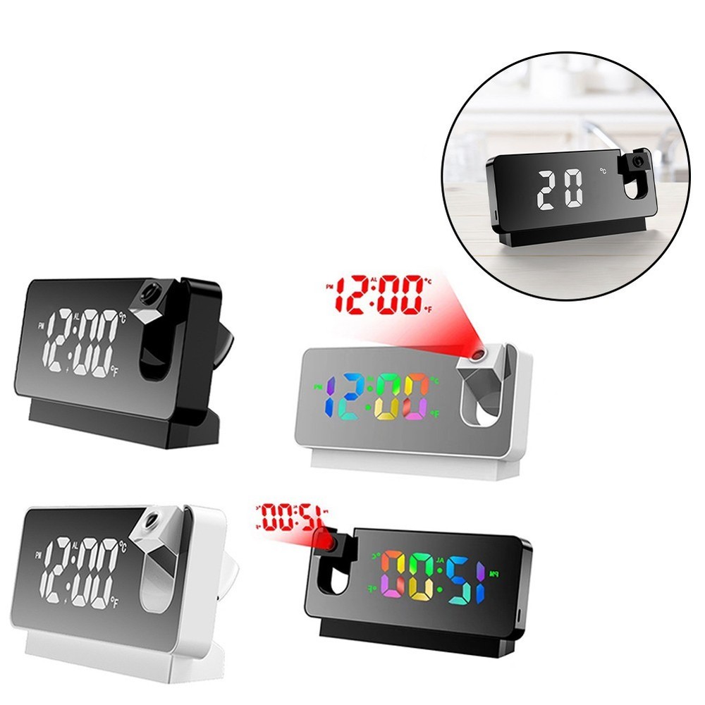 Mirror Clock with LED Projection and Indoor Temperature Display Function