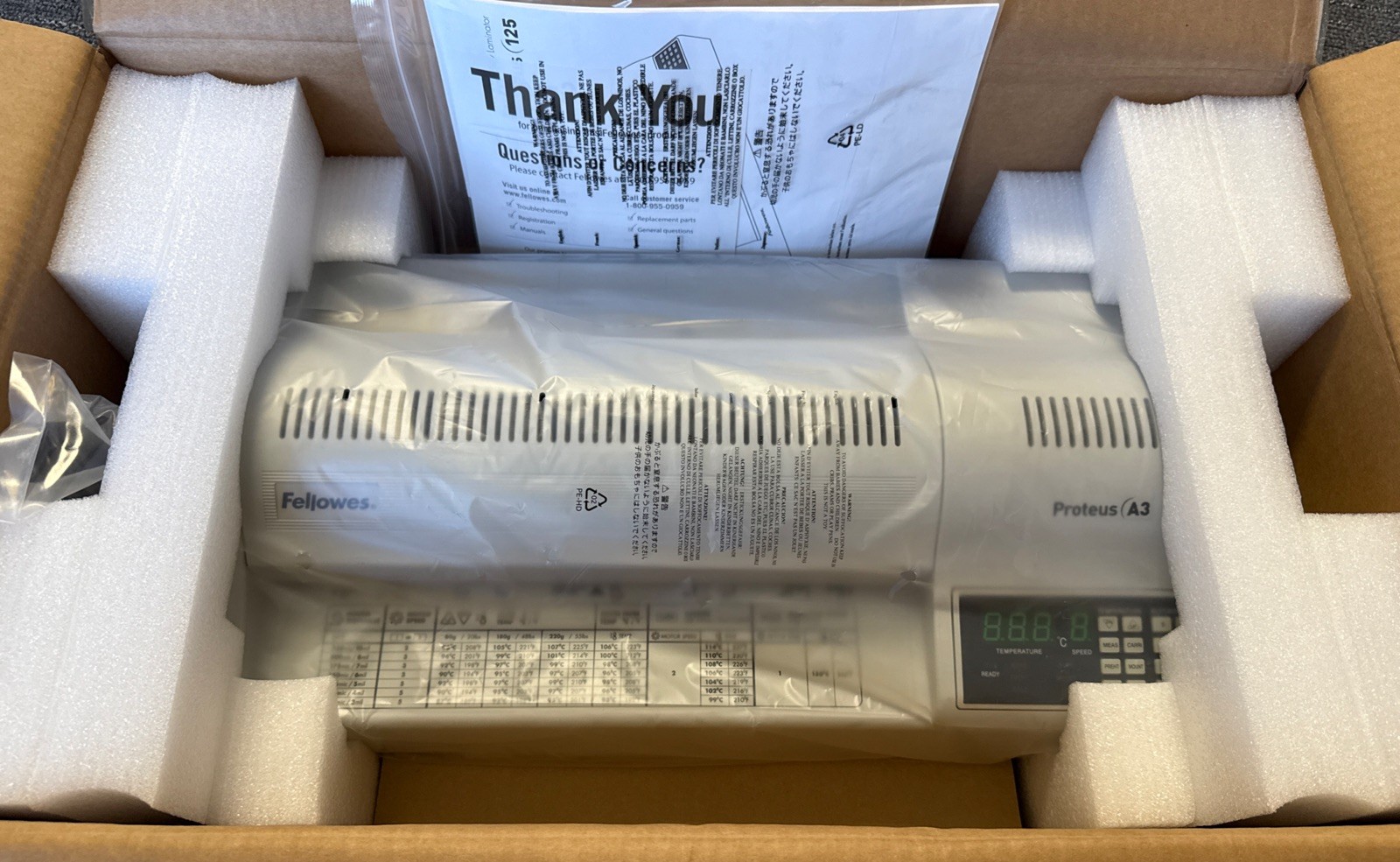 Fellowes 5709501 Proteus 125 Thermal & Cold Laminator, 12.5" Width, 10 Mil