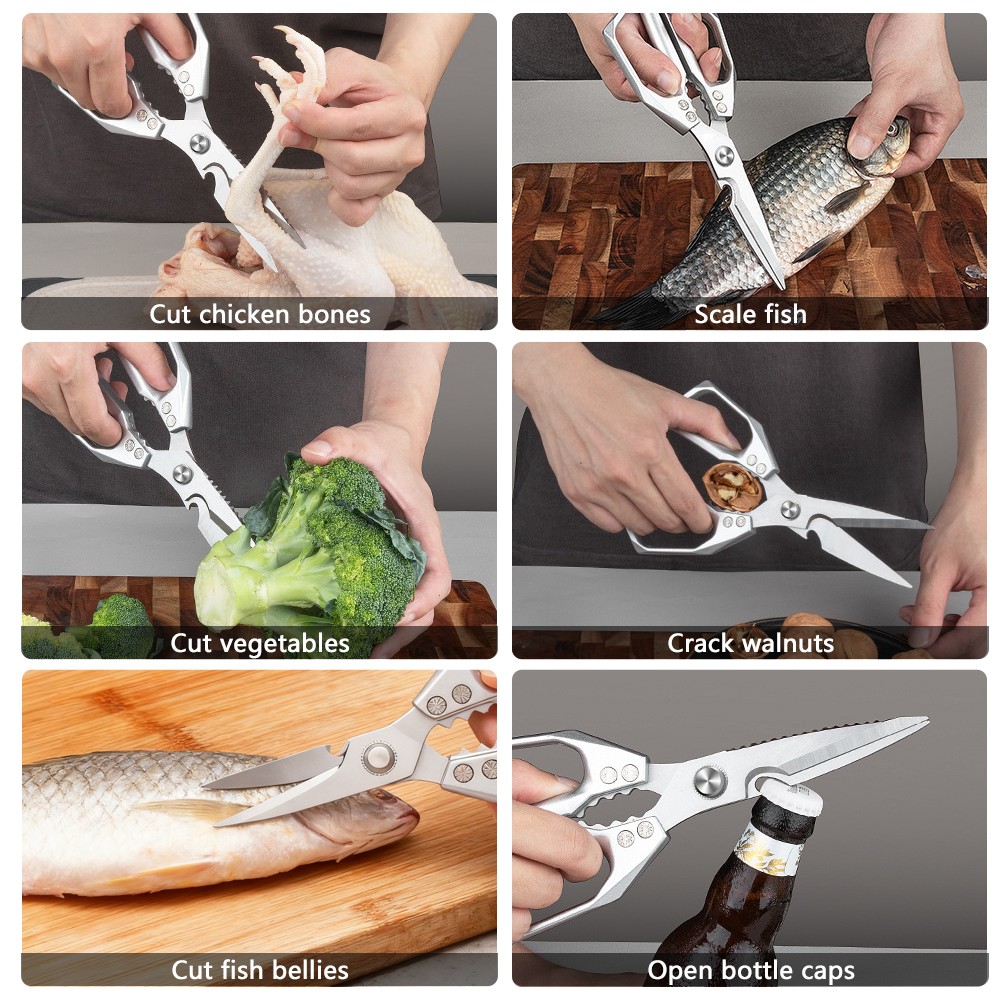 Stainless Steel Multipurpose Kitchen Shears Heavy Duty Scissors Cracking walnuts