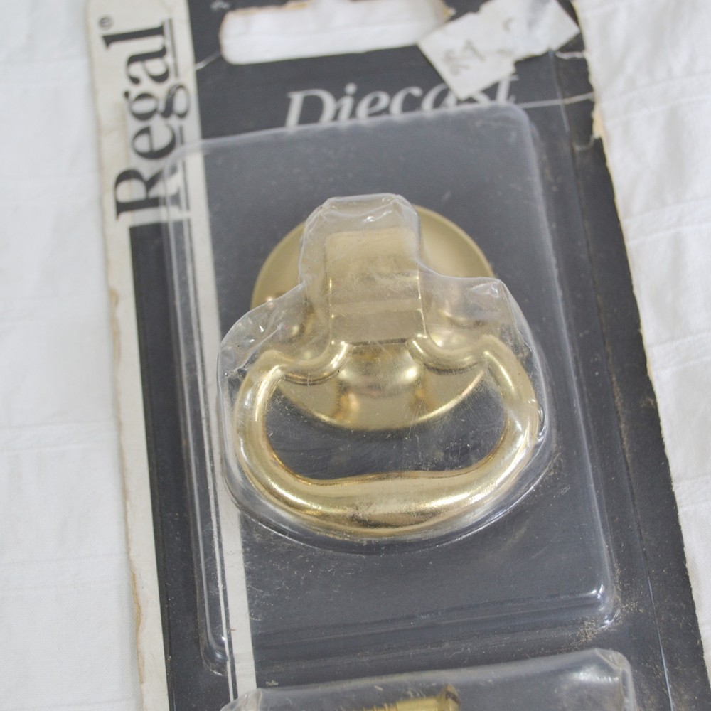 Vintage Regal Brass Ring Pull Handle x1, Cabinet Drawer Cupboard Pull Medium