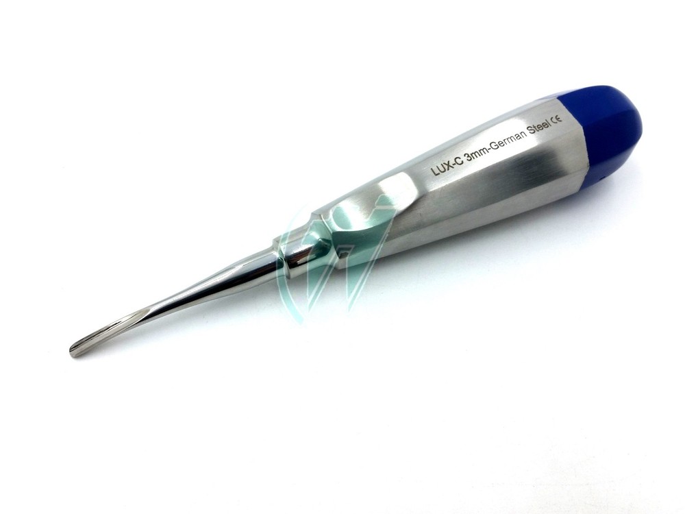 2 pk German Stainless Root Tip Dental Extracting Elevators Straight & Curved 3mm