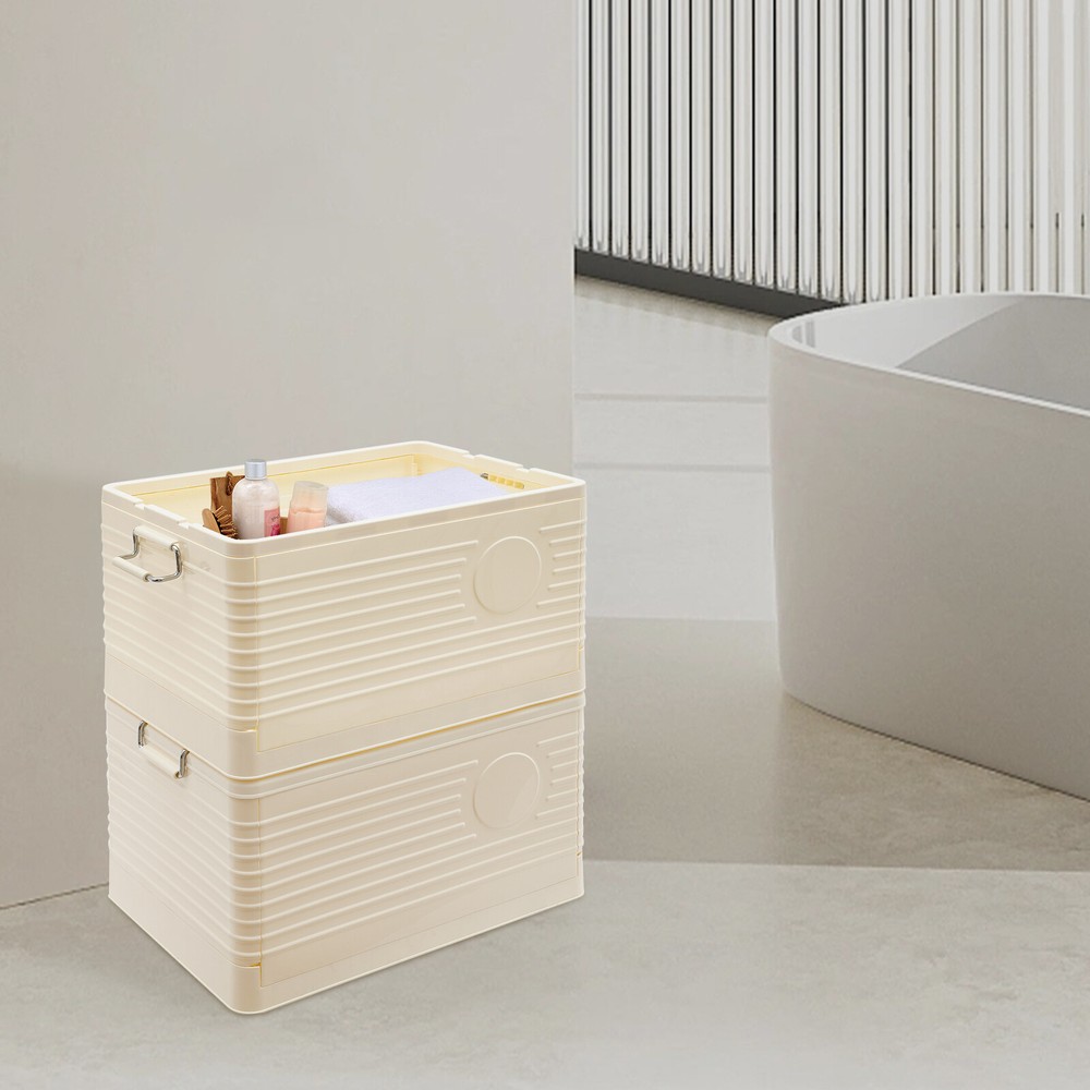 2-tier Foldable Storage Bin Stackable Storage Storage Box Home 62.3QT Capacity