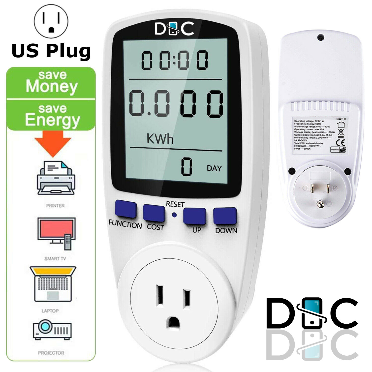 Digital Power Saving Energy Monitor Watt Amp Volt KWh Meter Electricity Analyzer