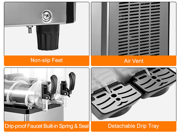 Ginkman Commercial 2 Tanks 24L Frozen Drink Slushy Making Machine Smoothie Maker