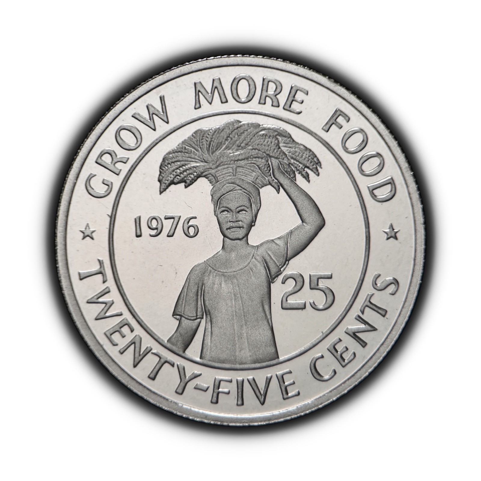 LIBERIA. 1976, 25 Cents - Tolbert, Woman Basket, Royal Mint Wales RARE 1 Proof