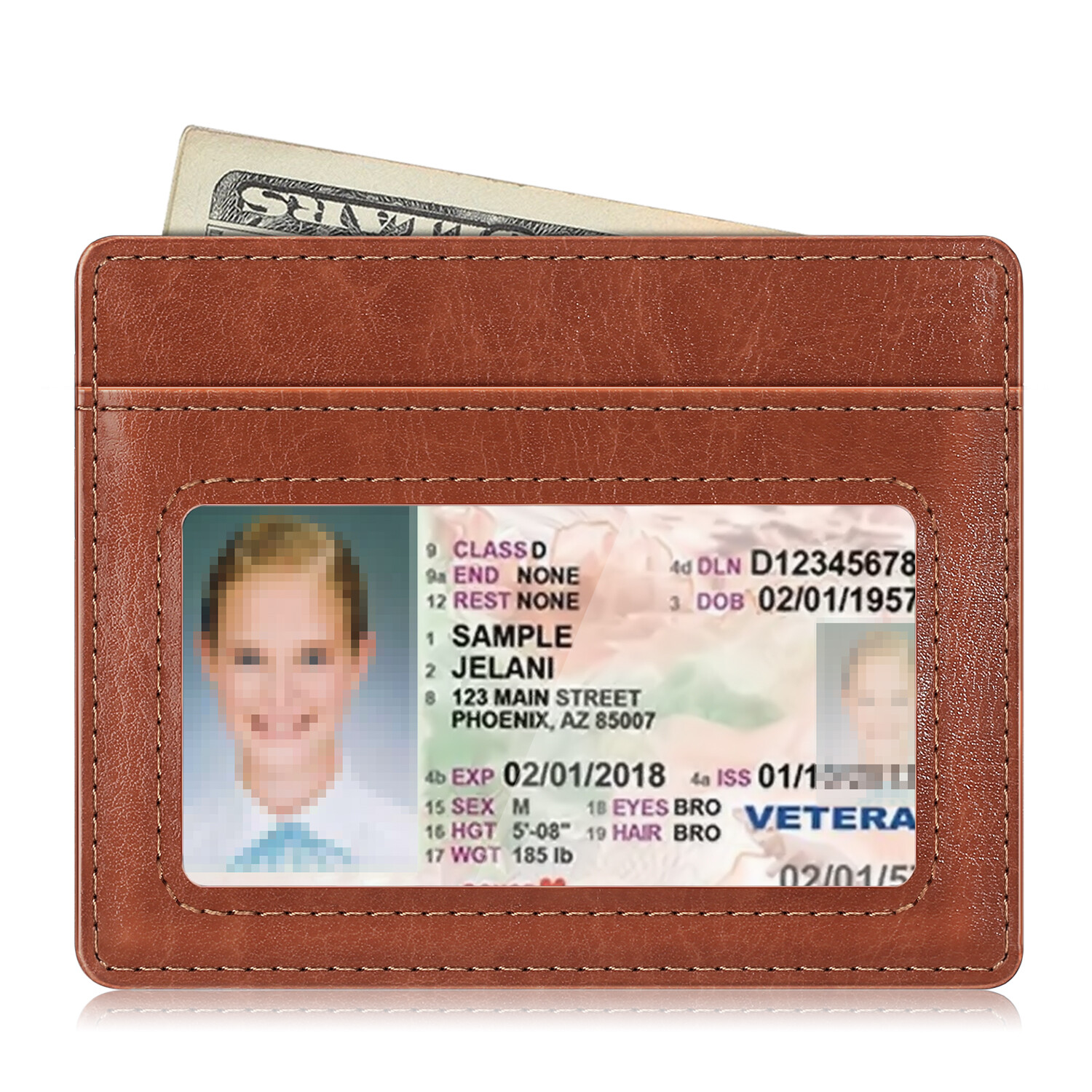 Credit Card Holder Case Sleeve with ID Window [RFID Blocking] Leather Wallet