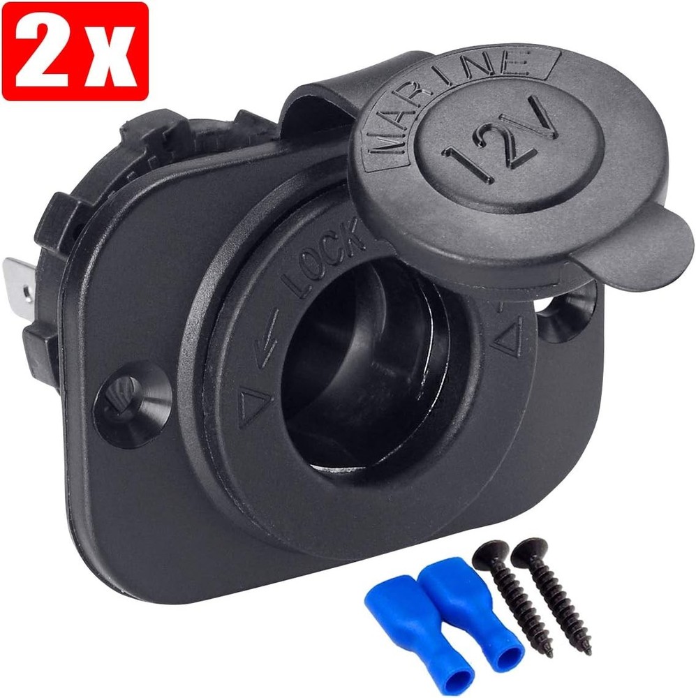 2 Pack Car Cigarette Lighter Socket DC 12V, Waterproof Power Outlet Adapter Repl