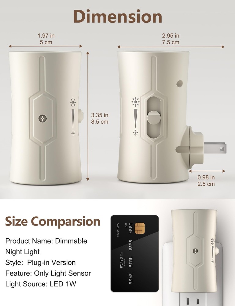 Night Light, LED Lights Plug into Wall, [2 Pack] Warm White