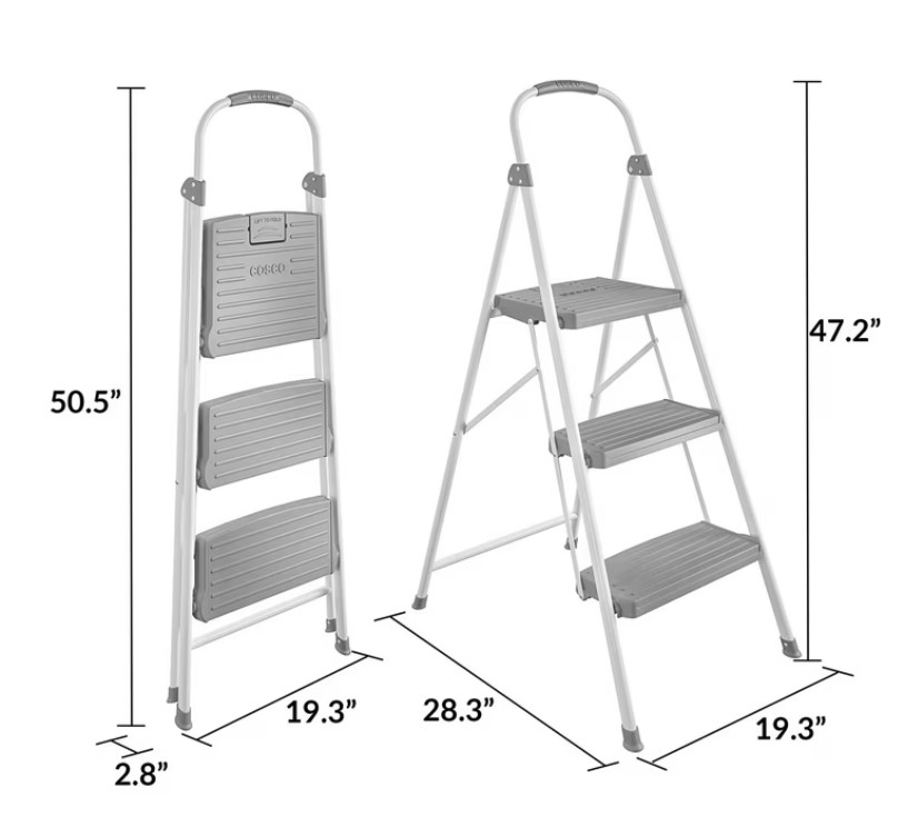NEW COSCO 3 Step Connection Step Stool ( White & Gray, 8ft 10in Max Reach)