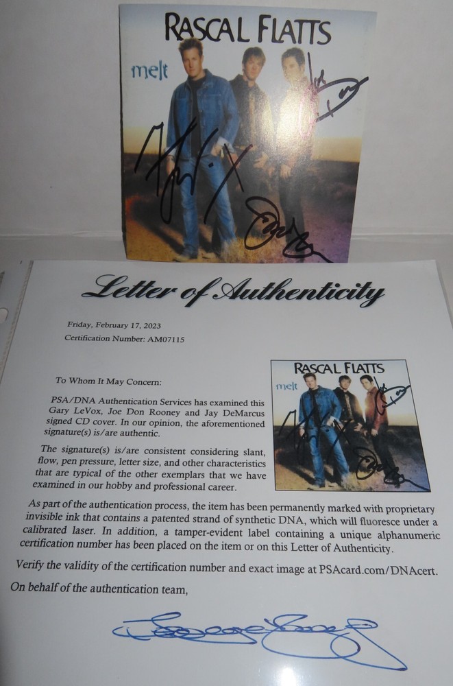 MELT SIGNED CD Insert by RASCAL FLATTS w/ PSA Letter of Authenticity #AM07115