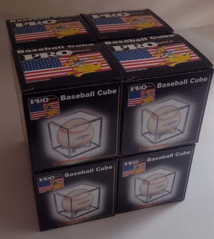 (8) Pro-Mold Plastic Baseball Cube IV 2 Pc Displays w/stand NIP 5yr UV Stackable