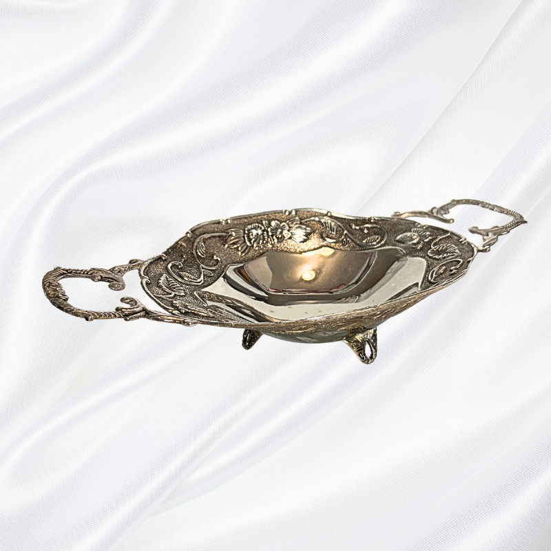 Studio Silversmiths Silverplated Floral Footed Oblong Dish