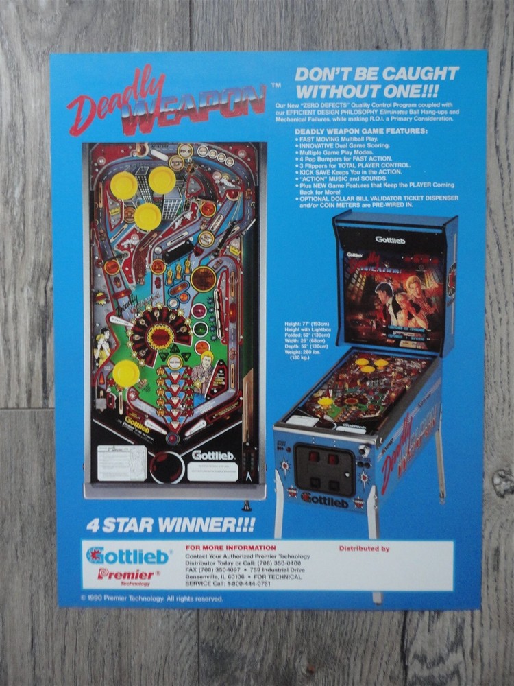 Deadly Weapon Pinball Flyer / Original Brochure