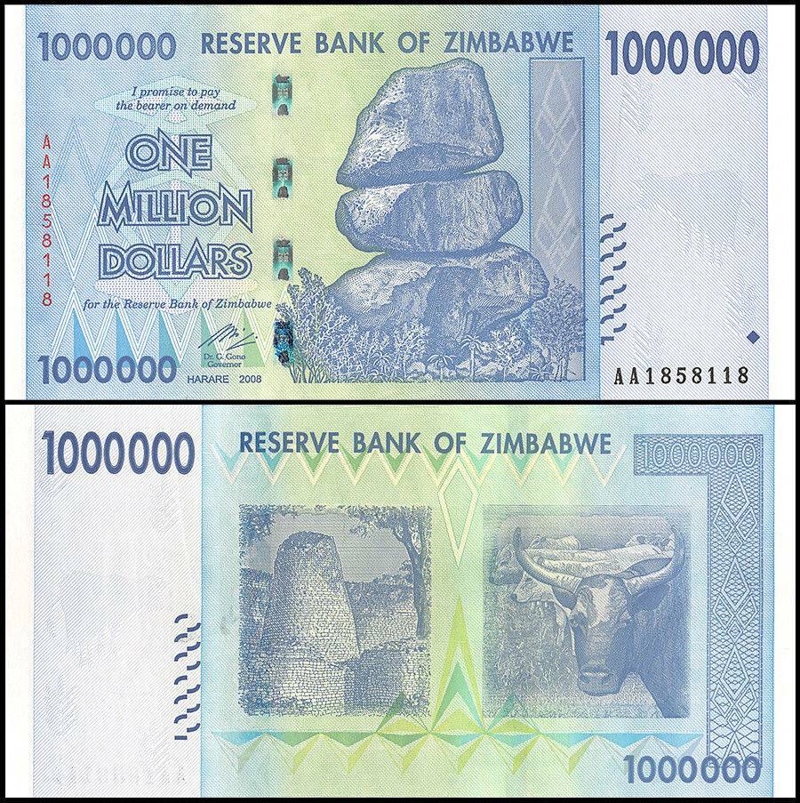 Zimbabwe 1 Million Dollars, 2008, P-77, UNC